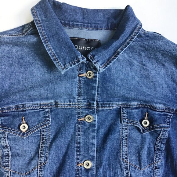 Maurices Jean Jacket Womens Plus Size 2 2x Stretch Medium Wash Blue Denim - Picture 3 of 10